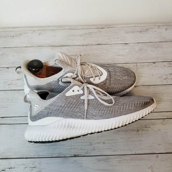 Adidas Alphabounce 1 Gray White Knit Lace Up Athletic Lightweight Running Shoes - Picture 9 of 14